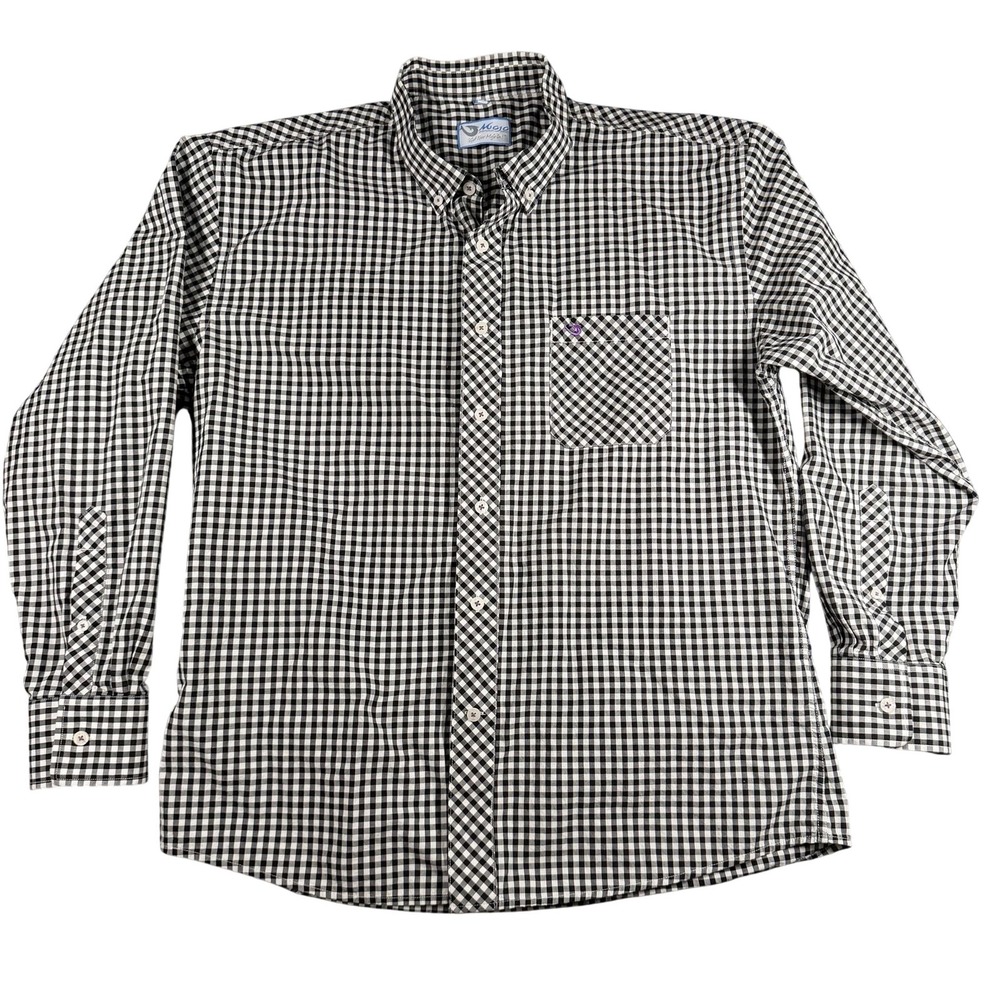 Mojo Sportswear Co Shirt Womens Large Black White Check Long Sleeve Button Up